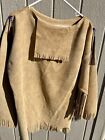 Native American Handmade Leather War Shirt With Horsehair Fringe   Beads