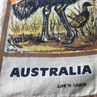 Vintage Australia Souvenir Linen Tea Towel 25  X 17  Mcm Orange   Browns