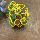 French Glass Petaled Flower Posys   Intricate Stamen On Purple Vtg