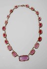 Antique Art Deco Faceted Czech Amethyst Glass Open Back Necklace 15 1 4   
