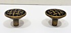 2 Large Antique Brass Basketweave Pattern Cabinet drawer Pulls-knobs  1-5 8  