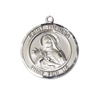 Large Sterling Silver Saint Theresa Medal Pendant 24  Endless Chain Necklace