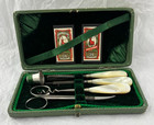 Antique English Cased Mop Sewing Set  3 Tools 