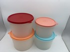 Tupperware Round Storage Container Set 4 Multicolor Lids Stackable 26418 228-34