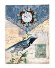 Punch Studio Brooch Blue Warbler Postal Stamp Magnetic Fold Notepad  98651