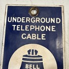Vintage Bell System Dark Blue white Underground Telephone Cable Sign Porcelain