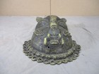 Vtg Handcrafted African Art Benin Bronze Leopard Head Wall Hanging Decor 12   b 