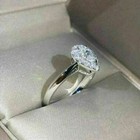 Engagement Ring 14k White Gold 2 ct White Pear Cut Halo White Moissanite Size 8