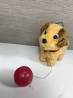 Vintage Puppy Dog Animal Toy Wind-up Windup Mechanical With Ball Brown