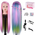 Mysweety 29 Inch Colorful Hair Mannequin Head Hairdressing Practice Training Dol