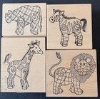 Cottage Stamper Quilted Buttons Lot Of 4 Giraffe Zebra Lion Rhino Rubber Stamps
