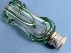 Antique Victorian Solid Silver Green Flash Glass Perfume   Scent Bottle C 1890