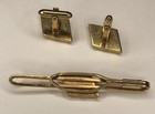 Tie Collar Bar Vintage Gold Tone Clip 