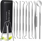 11 Pack Dental Tools Teeth Cleaning Tool Kit  Stainless Steel Tongue Scraper    