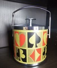 Vintage Mid Century Metal Card Suit Ice Bucket By Serv Master Creations