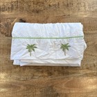 Pottery Barn Kids Crib Skirt  White Green Palm Trees Embroidered Hawaiian Pirate