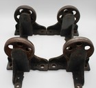 Set Of 4 Heavy Vintage Cast Iron Steel Industrial Factory Caster Cart Wheels