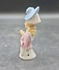 Antique Porcelain Half Doll Pin Cushion Lady With Blue Hat 
