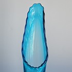 Vintage Le Smith Peacock Blue Glass Thousand Eyes Swung Vase Large 19 In Mcm