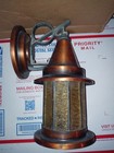 Antique Copper Porch Light Yellow Slag Glass Wall Sconce Mixed Metal Rustic Rare