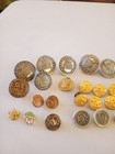 Vintage Lot Of 34 Mainly Military Buttons And 2 Scout Pins  Lot Is As Found 