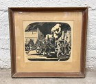 Pen And Ink Illustration Drawing On Paperboard  Signed Ks C1950