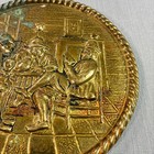 Vintage Embossed Brass Dutch Tavern Scene Wall Plaque 6 5    Folk Art Decor