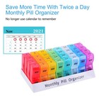 Monthly Pill Organizer Pill Case Medicine Holder Storage 2 Times A Day Colorful