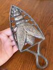 Pre 1865 Cast Iron Bumblebee Bug Motif Folk Art Trivet Stand Sad Flat Americana