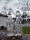 Pair Of Blue   Black   White Soda Bottles New Albany jeffersonville Indiana 