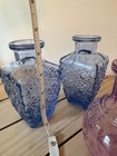 Set Of 6 Colored Glass Decorative Bottles vases 5 In Blue Pink Green