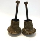 Vintage Pr  Large Brass Finials Rustic And Worn  2 3 4  Tall - Furniture Salvage