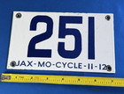 Jax  Mo   Motorcycle Porcelain License Plate  251  Metal Sign Harley 1912