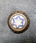 Vintage  Antique Metal Picture Button 6-pt Star Under Clear Glass