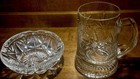 Vtg Set Bohemian Brilliant 24  Lead Crystal Ashtray And Matching Ale Stein  Mint