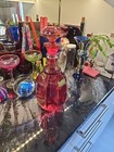 Vintage Cranberry Glass Decanter W  Faceted Stopper     Bohemian Style Crystal