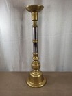 Vintage Large heavy Brass   Nickle Candle Holder 18 25  Tall 5 25  Wide