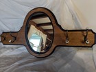 Vintage Oak Wall Entry Hall Mirror  Coat Hat Hooks Mission Farmhouse Rack Old 