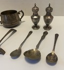 Lot Of Vintage Silver Plate Salt Pepper Gravy Spoon Tongs Rodgers 1881 As-is