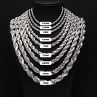 Diamond-cut Rope Chain Necklace Real 925 Sterling Silver All Sizes