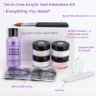 9pcs Acrylic Nail Kit - 4pcs Acrylic Powder  pink  White  Clear  Nude  And Profe
