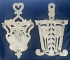 Vtg Lot X2 Brass Trivets 9  3 Feet 4 Feet-floral  Heart  Broom  Star  Leaf