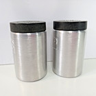 Vintage 1950   s Mcm Spun Aluminum Salt And Pepper Shakers Set With Lids Italy