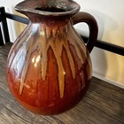 Large Vintage 11  Tall Round Drip Glaze Studio Pottery Vase Fat 27  Round 