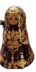Vtg Figurine Russian Black Gold Ornaments Wooden Matryoshka   Nun Small Treasure