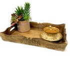 Rustic Solid Wood Distressed Vintage Farmhouse Serving Tray 15 X 9 Hand Carved