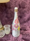 Decorative Wine Bottle Stained Glass Hand Painted Upcycled Spring Flowers