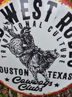 Vintage Wild West Rodeo  Houston Texas Cowboys Club Porcelain Sign 12  
