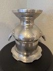 Leonard Silverplate Urn Vase With Ornate Handles And Decorative Rim