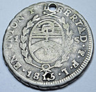 1815 Holed Argentina Potosi Silver 1 Reales Genuine Antique 1800 s Sun Coin